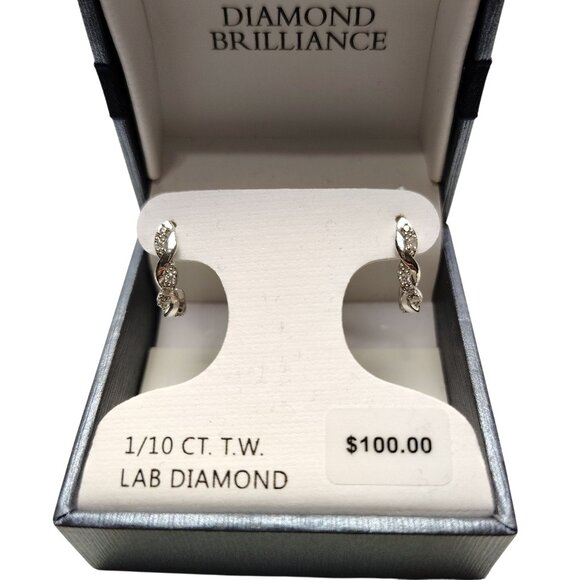 Diamond Brilliance Sterling Silver 1/10 CT T.W. Lab Diamond Hoop Earrings - Picture 3 of 5